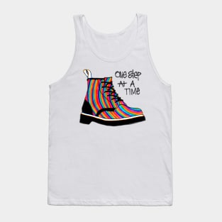 Rainbow Boot Quote One Step At A Time Tank Top